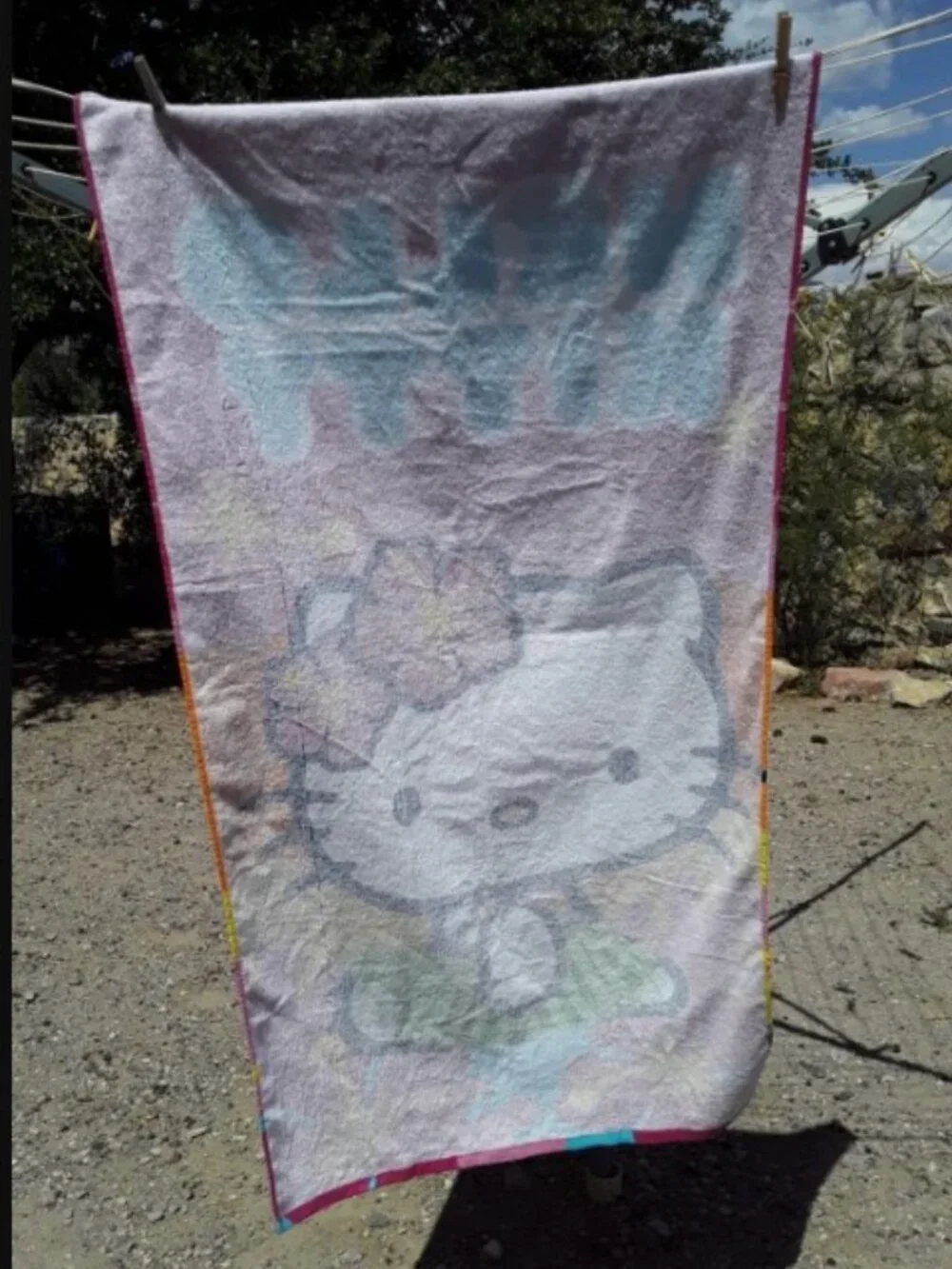 Hello Kitty BEACH towel Hula Skirt Tropical 28x57 SANRIO BRAND NEW WITH DEFECT